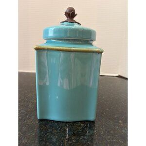 Southern Living at Home Tuscan, 8 1/2" Robin's Egg Blue/Teal Canister, Discontin